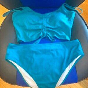 Swim by Shade Shore 2-Piece Bandeau Bikini SwimSuit Top Set Green Sz: M
